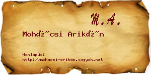 Mohácsi Arikán névjegykártya